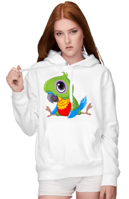 Women`s hoodie with prints Lovebird. Nicely, parrot. 2070702