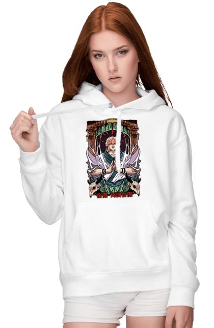 Women's hoodie with prints Jujutsu Kaisen Sukuna. Anime, dark fantasy, jujutsu kaisen, magic battle, manga, mystic, sukuna. 2070702