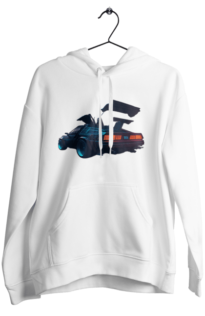 Женское худи с принтом DeLorean обратно в будущее. Автомобиль, делореан, из фильма. 2070702