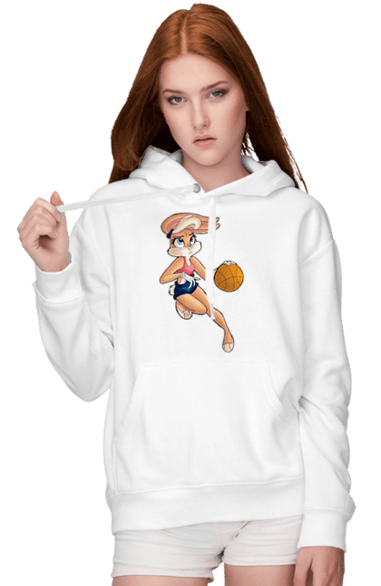 Жіноче худі з принтом "Лола Банні Грає В Баскетбол". Баскетбол, лола банні, мультик. futbolka.stylus.ua