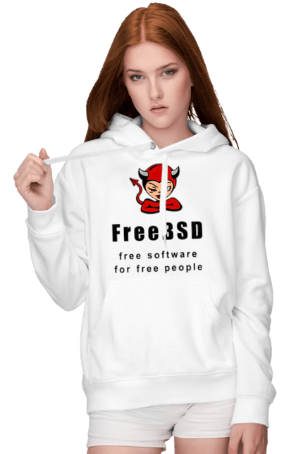 Жіноче худі з принтом "Freebsd Для Вільних". Bsd, freebsd, unix, адміністратор, айті, айтішник, безкоштовна, безкоштовно, бестія, вільна, демон, демонесса, доступність, незалежність, операційна система, ос, програміст, програмне забезпечення, свобода, сисадмін, система, системний адміністратор, софт, текст, червоний, чорний. 2070702