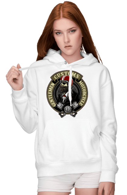 Женское худи с принтом Джентльменский мотоцикл. Джентльмен, мотоцикл, череп, шлем. 2070702