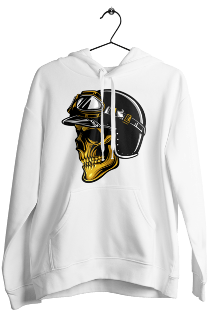Женское худи с принтом Череп в мотошлеме. Крутой, очи, череп, шлем. 2070702