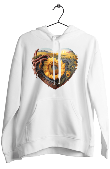 Жіноче худі з принтом "Символи України". Небо, поле, пшениця, символи україни, соняшник, україна. 2070702