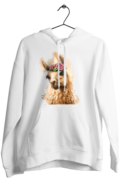 Жіноче худі з принтом "Лама Портрет". Лама, портрет, тварина. 2070702
