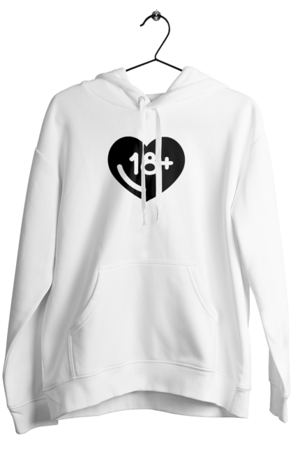 Women`s hoodie with prints 18+. 18+, black, heart, prohibition, sex. 2070702