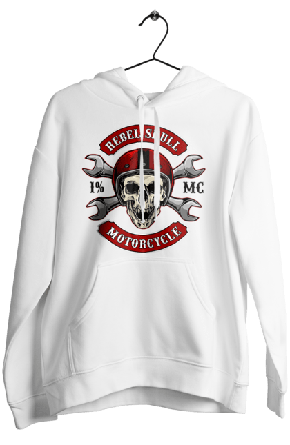 Women`s hoodie with prints skull motorist. Amateur, helmet, motorcycle, skull. 2070702