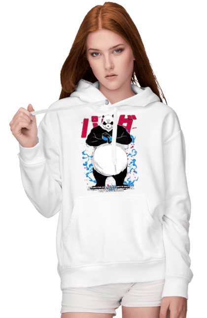 Women's hoodie with prints Jujutsu Kaisen Panda. Anime, dark fantasy, jujutsu kaisen, magic battle, manga, mystic, panda. 2070702