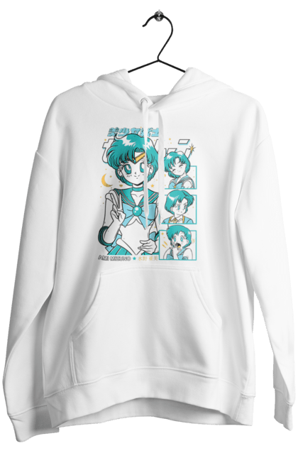 Women's hoodie with prints Sailor Moon Mercury. Ami mizuno, anime, drama, magical girl, sailor mercury, sailor moon, tv series. 2070702