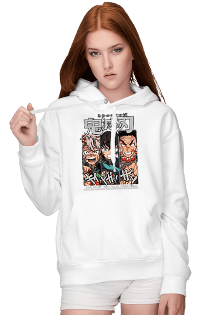 Women's hoodie with prints Demon Slayer Sanemi Muichiro Gyomei. Anime, demon slayer, gyomei, himejima, kimetsu no yaiba, manga, muichiro, sanemi. 2070702