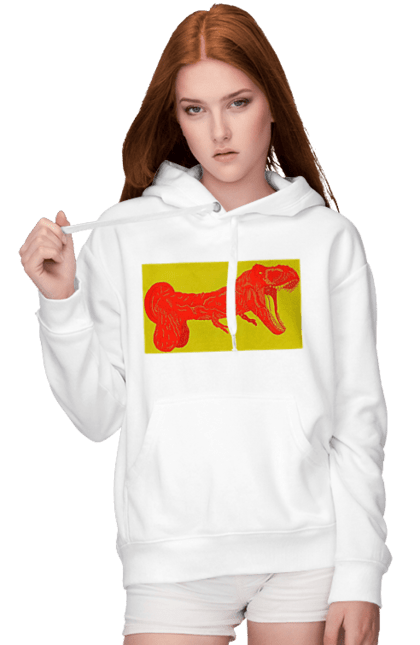 Women`s hoodie with prints Member Dinosaur. Dinosaur, member, pisyun. 2070702