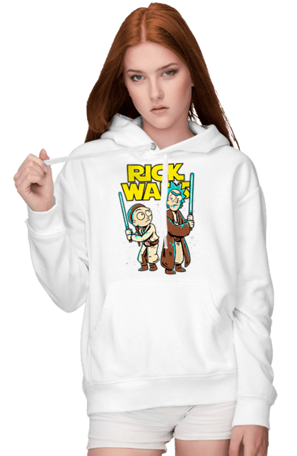 Women's hoodie with prints Rick and Morty. Adventures, black humor, cartoon, rick, rick and morty, sci-fi, star wars, tragicomedy. 2070702