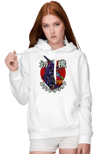 Women's hoodie with prints Evangelion. Angel, anime, eva 01, evangelion, manga, neon genesis evangelion, shinji. 2070702