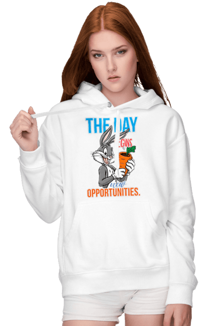 Women's hoodie with prints Bugs Bunny. Bugs bunny, cartoon, looney tunes, merrie melodies. 2070702