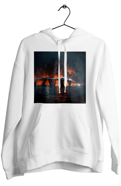 Жіноче худі з принтом "Кримський мост горить". Армія росії, армія україни, годить, зсу, крим, мост, удар, удар зсу. 2070702