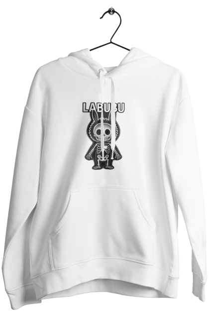 Жіноче худі з принтом "Лабубу". Анатомія, кістки, лабубу, миложутко, мінімалізм, рентген, серце` що світиться, скелет, череп, чорнобіле. 2070702