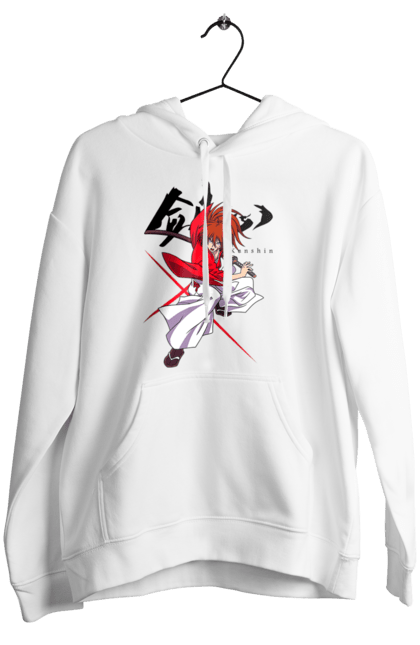 Women's hoodie with prints Rurouni Kenshin Himura. Anime, himura kenshin, kenshin himura, manga, rurouni kenshin, samurai, samurai x. 2070702