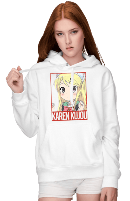 Женское худи с принтом Золотая мозаика Карен Кудзё. Anime, karen kujo, kiniro mosaic, kinmoza, manga, аниме, золотая мозаика, карен, карен кудзё, манга. 2070702