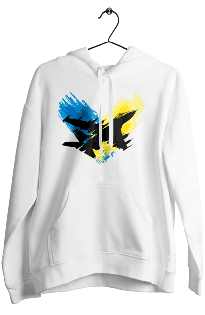 Жіноче худі з принтом "Літак F 16". З прапором, зсу, літак, літак f16, патріотична, прапор, ф16. 2070702