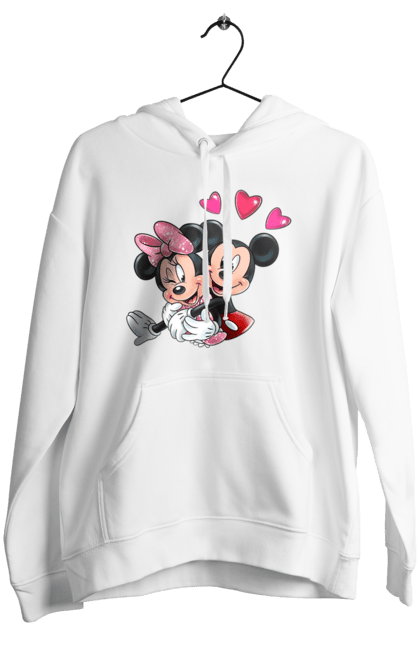 Женское худи с принтом Микки Маус и Минни Маус. Mickey mouse, minnie mouse, дисней, микки, микки маус, минни маус, мультфильм. 2070702