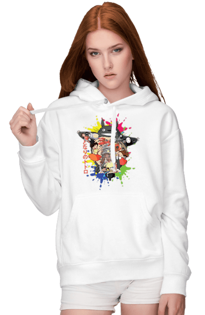 Women's hoodie with prints Totoro. Adventures, anime, comedy drama, fantasy, film, my neighbor totoro, tv series. 2070702