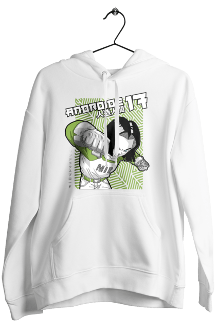 Women's hoodie with prints Android 17. Android 17, anime, cyborg, dragon ball, killer, manga, tv series. 2070702