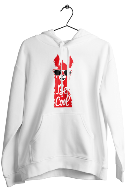 Women`s hoodie with prints Cool llama. Animals, cool, glasses, lama. 2070702