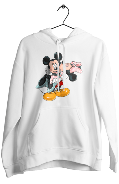 Женское худи с принтом Микки Маус и Минни Маус. Mickey mouse, minnie mouse, дисней, микки, микки маус, минни маус, мультфильм. 2070702