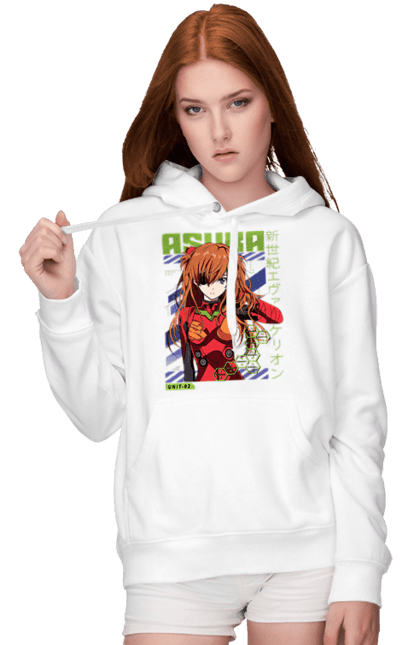 Women's hoodie with prints Evangelion Asuka. Anime, asuka, asuka langley sorry, eva 02, evangelion, eve, kaoru, manga, ray, shinji. 2070702