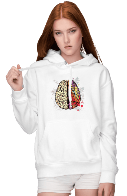 Жіноче худі з принтом "Творчість та логіка". Бінарний, біткоїн, біткойн, валюта, гроші, крипто, наука, програміст, программист, творчество, техно, хакер, художник, цветной. 2070702