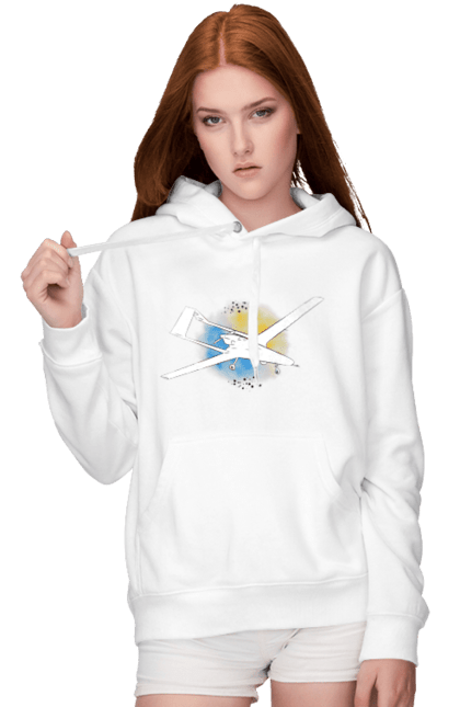 Жіноче худі з принтом "Товариш байрактар". Акварель, байрактар, небо, славаукраїні, україна. 2070702