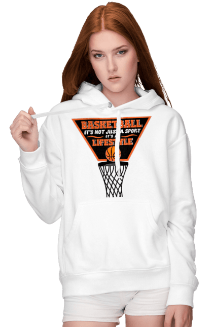 Жіноче худі з принтом "Баскетбол це не спорт, а стиль життя". Баскетбол, баскетбол стиль життя, люблю баскетбол, спорт. futbolka.stylus.ua