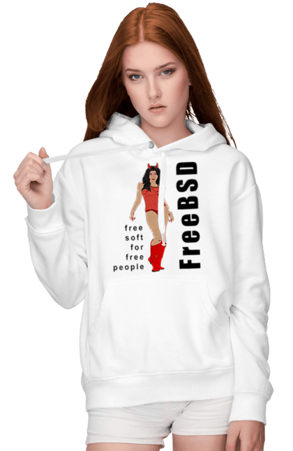 Жіноче худі з принтом "Freebsd Для Вільних". Bsd, freebsd, unix, адміністратор, айті, айтішник, безкоштовна, безкоштовно, бестія, вільна, демон, демонесса, дівчина, для дорослих, доступність, еротика, еротична, жінка, незалежність, операційна система, ос, програміст, програмне забезпечення, свобода, сисадмін, система, системний адміністратор, софт, текст, червоний, чорний. 2070702