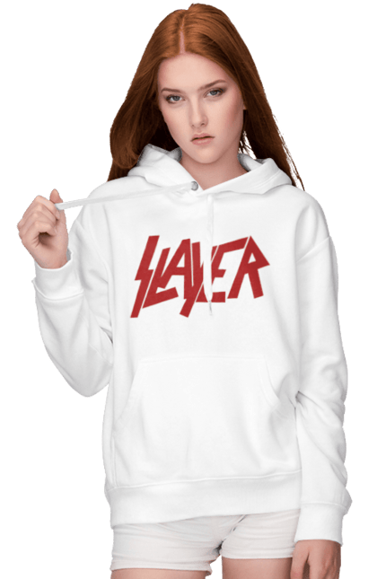 Жіноче худі з принтом "Slayer". Slayer, грув метал, група, метал група, музика, ню метал, спід метал, треш метал, череп. 2070702