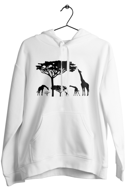 Жіноче худі з принтом "Жирафи І Дерева". Дерева, жираф, жирафа, тварини. futbolka.stylus.ua
