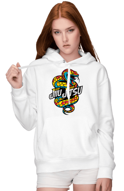 Women's hoodie with prints Jujutsu. Animal, japan, jiu jitsu, jujutsu, martial arts, ninja, samurai, snake, sport. 2070702