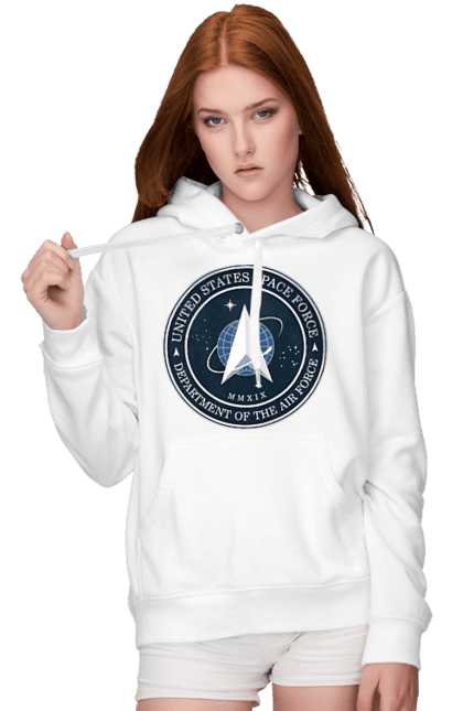 Women's hoodie with prints United States Space Force. Emblem, political, politics, space, space force, space travel, united states, ussf. 2070702