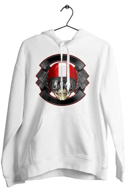 Жіноче худі з принтом "череп мотоцикліст". Мотоцикліст \, череп, шолом. 2070702