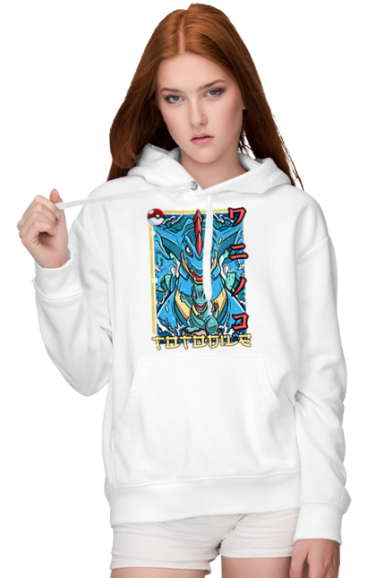 Women's hoodie with prints Pokemon Totodile. Nintendo, pokemon, pokemon go, totodile. 2070702