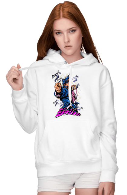 Women's hoodie with prints JOJO Jotaro. Anime, jojo, jojo`s bizarre adventure, jojo’s bizarre adventure, jotaro, jotaro kujo, manga. 2070702