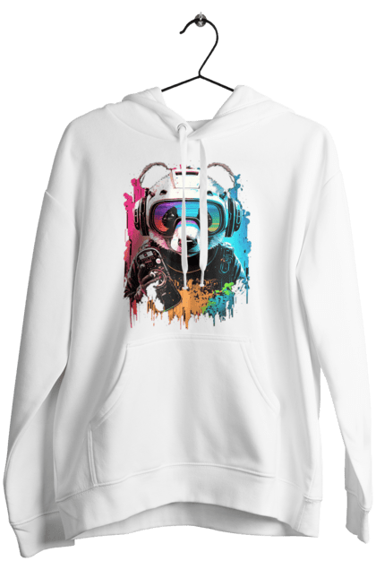 Women`s hoodie with prints Panda in VR Helmet. Character, geek, helmet, panda, virtual reality. 2070702
