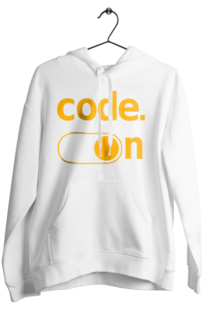 Women`s hoodie with prints Code on. Code, code on, developer, git hub, it specialist, java, javascript, php, programmer, python. 2070702