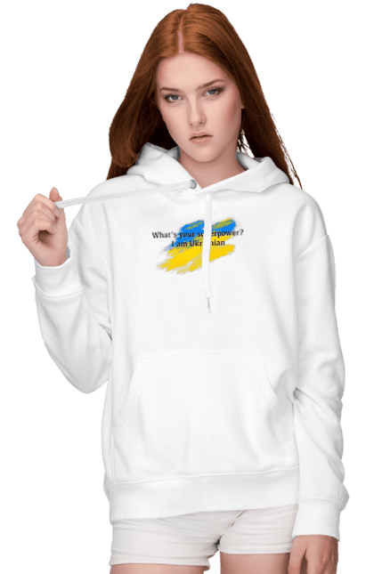 Жіноче худі з принтом "Я українець". Війна, прапор, суперсила, україна, українець. CustomPrint.market