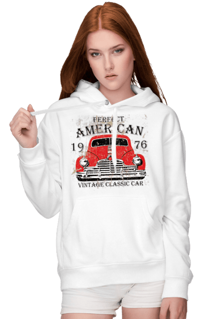 Жіноче худі з принтом "Машина вінтаж, 1976". 1976, вінтаж, машина. 2070702