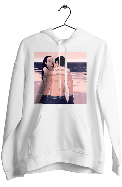 Women`s hoodie with prints Couple Hugging In The River. Couple, love, naked. 2070702