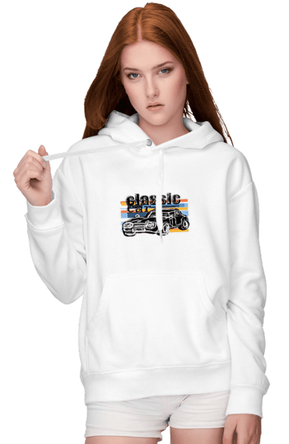 Women`s hoodie with prints Print Classic Car. Car, classic, retro car, vintage car. 2070702