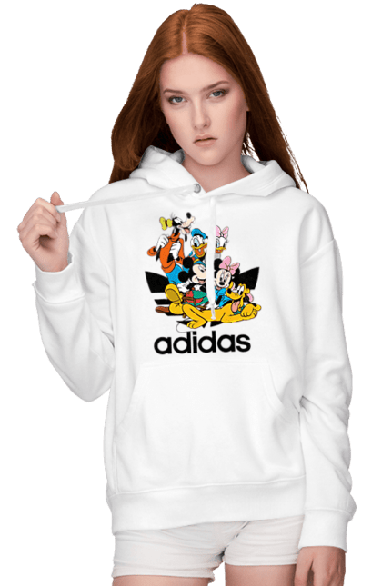 Жіноче худі з принтом "Adidas Міккі Маус". Adidas, mickey mouse, адідас, дісней, міккі, міккі маус, мультфільм. 2070702