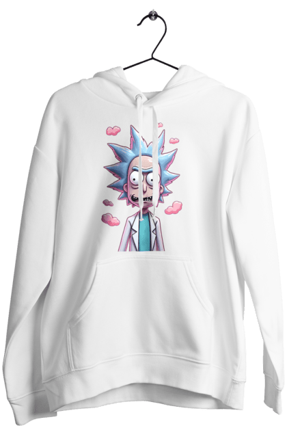 Женское худи с принтом Рик и Морти. Rick and morty, мультфильм, научная фантастика, приключения, рик, рик и морти, сериал. 2070702