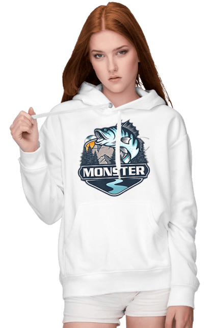 Жіноче худі з принтом "Рибалка". Монстер, рибак, рибалка, хоббі. 2070702