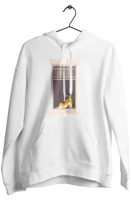 Жіноче худі з принтом "Кіт В Вікні". Вікно, кіт, потягушки, рудий. 2070702